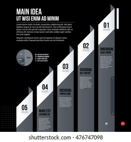 Futuristic corporate chart template on black background. Useful for presentations and marketing media.