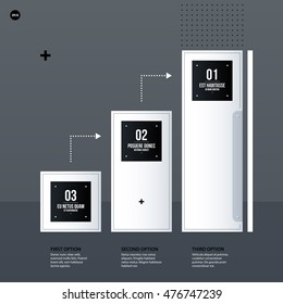 Futuristic corporate chart template on gray background. Useful for presentations and marketing media.