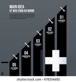 Futuristic corporate chart template on gray background. Useful for presentations and marketing media.