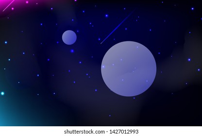 Futuristic cosmos with blue art, star, and cloud space vector. Abstract design for technology, cartoon, universe and cosmos background