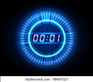 Futuristic Countdown Clock. Digital Electronic Timer Concept Vector Illustration