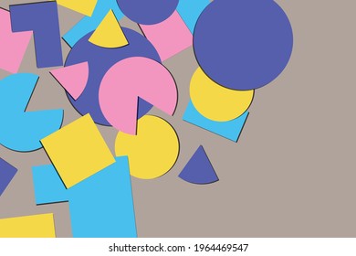 Futuristic cover design for notebook paper, copybook brochures, book, magazine, print. Geometric abstract background with multicolor elements. Colored pattern with shapes.