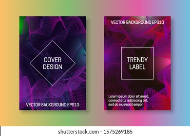 Futuristic cover template with colourful vibrant lines. Trendy brochures or packaging backgrounds.