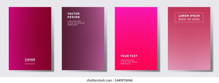 Futuristic covers linear design. Geometric lines patterns with edges, angles. Cool backgrounds for cataloges, corporate brochures. Lines texture, header title elements. Cover page templates.
