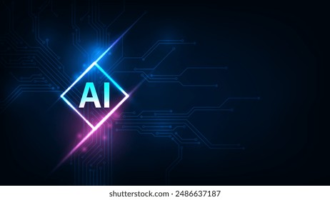 Placa de circuito CPU futurista con luz azul. Fondo azul abstracto de la tecnología de alta tecnología.