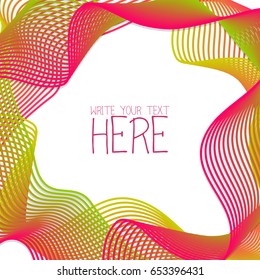 Futuristic creative cover backdrop. Graphic frame modern design. Business energy texture text banner. Abstract confetti, garland pink line template white background. Vector curve colored illustrations