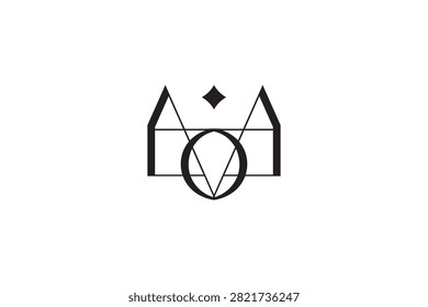 Futuristic Crown Castle Geometric Logo Concept; Abstract Architecture Tower Real Estate Brand Icon