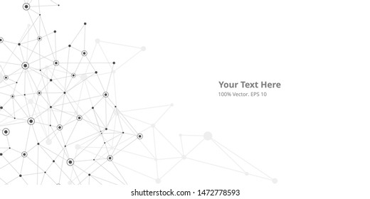 Futuristic crypto blockchain illustration. Vector global creative social network. Abstract polygonal background with lines and dots