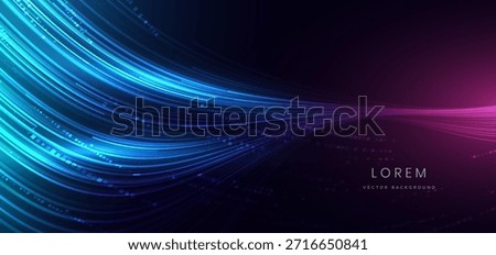 Futuristic curve lines glowing speed movement background. Futuristic technology concep. Vector illustration