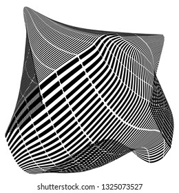 Futuristic curved shape desing element black isolated on white sign icon vector background