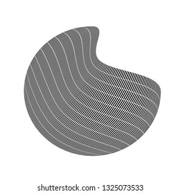 Futuristic curved shape desing element black isolated on white sign icon vector background
