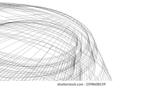 Futuristic Curved Wireframe Structures – Abstract Architectural Designs with Organic Flow