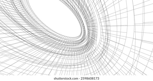 Futuristic Curved Wireframe Structures – Abstract Architectural Designs with Organic Flow