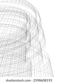 Futuristic Curved Wireframe Structures – Abstract Architectural Designs with Organic Flow