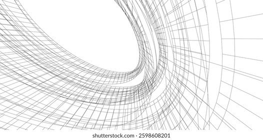 Futuristic Curved Wireframe Structures – Abstract Architectural Designs with Organic Flow