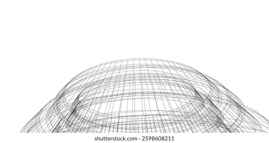 Futuristic Curved Wireframe Structures – Abstract Architectural Designs with Organic Flow