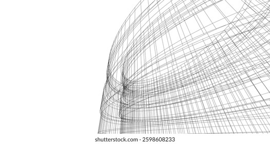 Futuristic Curved Wireframe Structures – Abstract Architectural Designs with Organic Flow