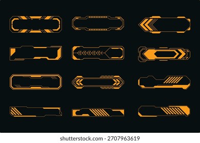 Conjunto de bordes HUD cian futurista con Elementos de interfaz de neón digital para diseños de interfaz de usuario y tecnología de ciencia ficción.