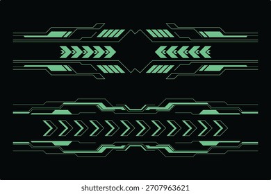 Conjunto de bordes HUD cian futurista con Elementos de interfaz de neón digital para diseños de interfaz de usuario y tecnología de ciencia ficción.