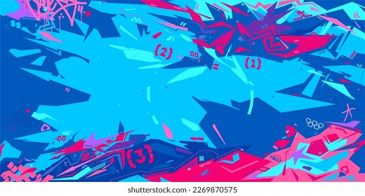 Futuristic Cyber Metaverse Colorful Abstract Urban Street Art Graffiti Style Vector Illustration Template Background