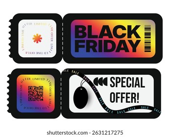 Futuristic Cyber Monday , Black Friday Sale Banners  Gradient and Bold Typography Design for Marketing Promotions Sticker Design 