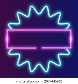 Futuristic cyber Neon frame border. blue and pink neon glowing background