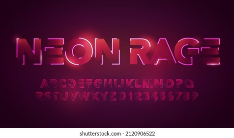 Futuristic Cyber Neon Typography. Red Technology Style Font