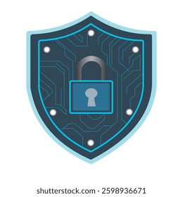Futuristic Cyber Security Shield with Lock