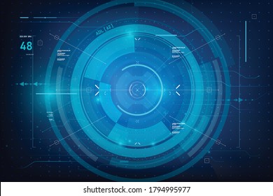 Futuristic Cyber technology abstract background with dotted circle HUD Head Up Display panel Vector illustration eps10