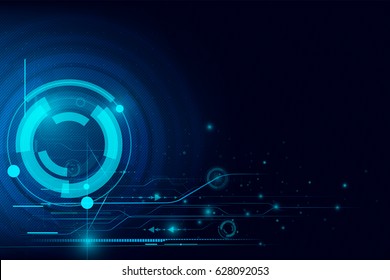 Fondo abstracto de la tecnología cibernética futurista con el círculo de puntos HUD Head Up Display Panel Vector ilustración eps10