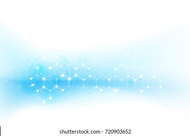 Futuristic Cyber technology blue and white abstract background with hexagon chain connection dot line and shadows element Vector illustration eps10