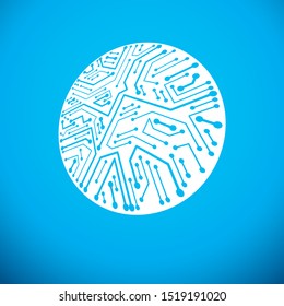 Futuristic cybernetic round scheme, vector motherboard illustration. Digital element, circuit board.