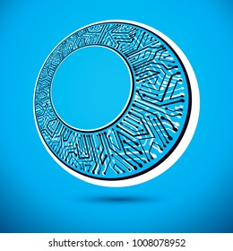 Futuristic cybernetic scheme, vector motherboard illustration. Digital element, circuit board. Technology innovation abstract background with empty copy-space.