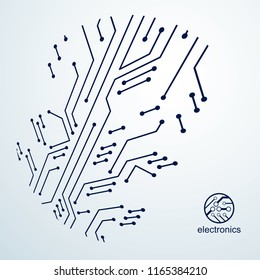 Futuristic cybernetic scheme, vector motherboard illustration. Digital element, circuit board. Technology innovation abstract background
