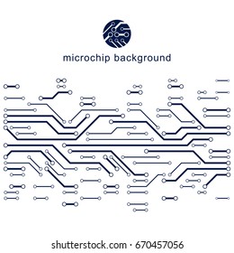 Futuristic cybernetic scheme, vector motherboard illustration. Digital element, circuit board. Technology innovation abstract background