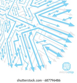 Futuristic cybernetic scheme, vector motherboard illustration. Digital element, circuit board. Technology innovation abstract background with arrows.