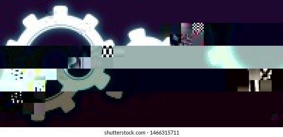 Futuristic cyberpunk background in a retro style of 80's. Colorful techno backdrop with glitch effect. Vector illustration of a distorted and pixelated surface.