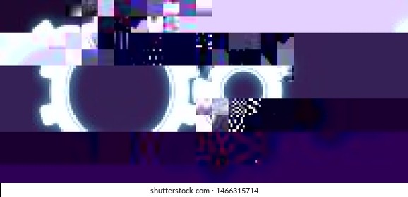 Futuristic cyberpunk background in a retro style of 80's. Colorful techno backdrop with glitch effect. Vector illustration of a distorted and pixelated surface.
