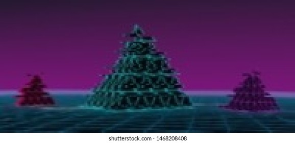 Futuristic cyberpunk background in a retro style of 80's. Colorful techno backdrop with glitch effect. Vector illustration of a distorted and pixelated surface.