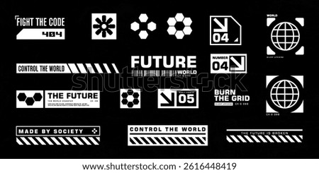 Futuristic cyberpunk element set templates