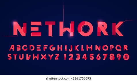 Futuristic Cyberpunk Font. Typography With Technology Glitch Effect.