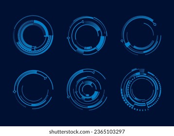 Futuristic Cyberpunk HUD with Teleport Hologram and Vector Interface. Experience Time Portals in a HUD or Cyberpunk Game Style, Illuminating Circular Virtual Portals Effects. Digital Screen Interface.