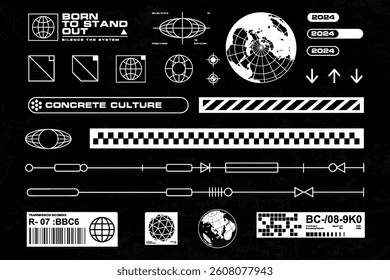Futuristic cyberpunk interface element technology graphic vector design template	