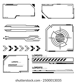 Futuristic cyberpunk interface elements for streetwear design, loading diagnostic display, futuristic HUD Interface Elements