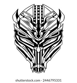 Futuristic Cyberpunk Mask Vector outline art