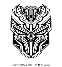 Futuristic Cyberpunk Mask Vector outline art