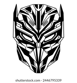Futuristic Cyberpunk Mask Vector outline art