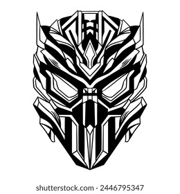 Futuristic Cyberpunk Mask Vector outline art