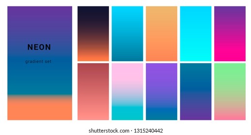 Futuristic Cyberpunk Neon Palette Gradient Swatches Stock Vector ...