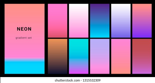 Futuristic Cyberpunk Neon Palette Gradient Swatches Stock Vector ...